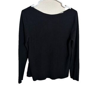 MM Lafleur Sweater Women's Medium Black Knit Round Neck Pullover Solid